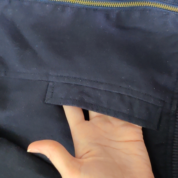 Navy Ruffle Trim Bomber Jacket Size Med - Picture 3 of 8